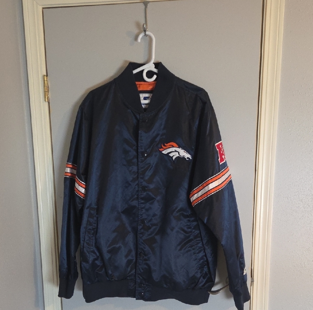 STARTER Dark Blue Broncos Varsity Jacket